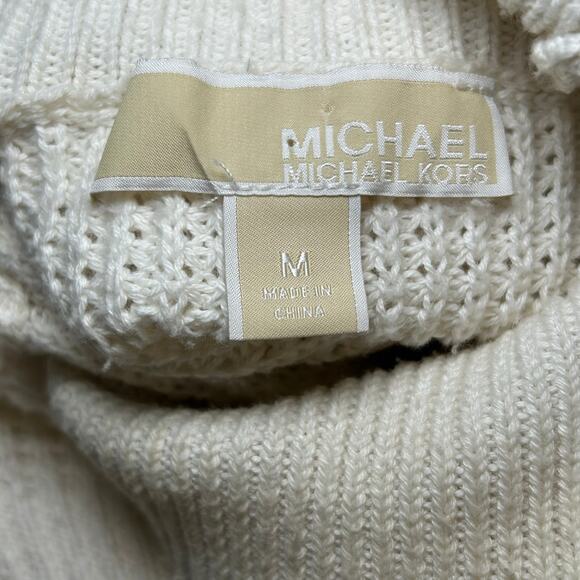 Michael Kors Knit Sweater Turtleneck Off White Chunky Warm Long Sleeve Medium - Picture 7 of 7
